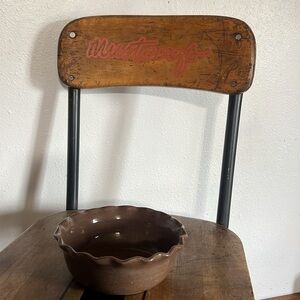 Handmade Brown Pottery Baking Dish Ruffled Edge
